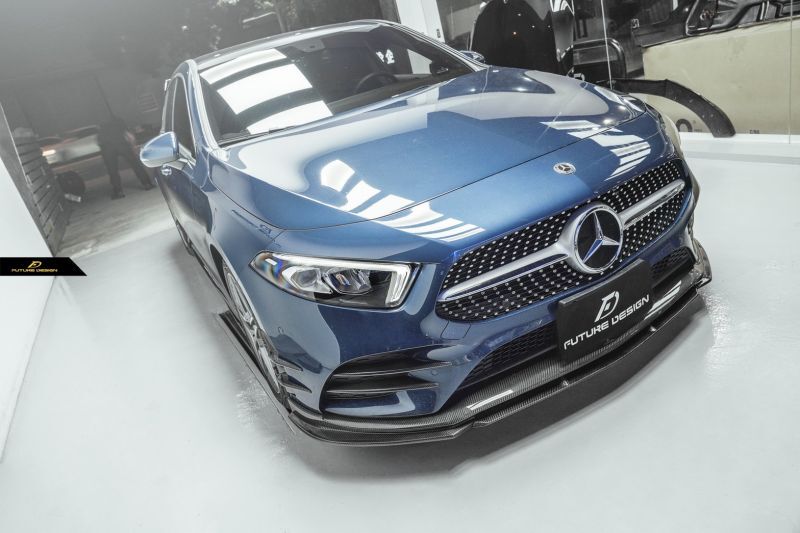 画像11: BENZ メルセデス・ベンツ Aクラス W177 AMGフロントバンパー用カーボンリップスポイラー 本物Drycarbon Stage2 (11)