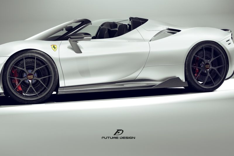画像1: Ferrari フェラーリ SF90 ストラダーレ サイドスカート  本物DryCarbon ドライカーボン ン カスタム (1)